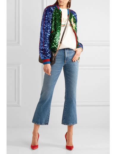 sequin bomber jacket gucci cheap|net a porter gucci jacket.